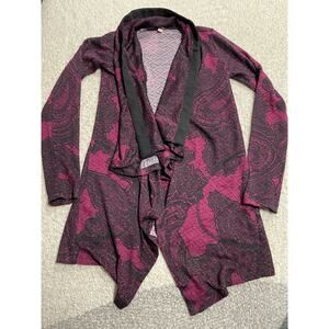 Tyche Womens Small Knit Long Fitted Sleeve Open Front Cardigan Fuchsia